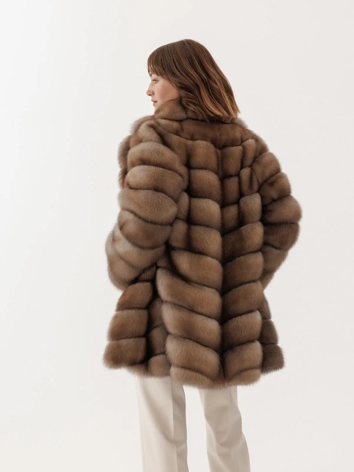 Marten coat with shawl collar for women