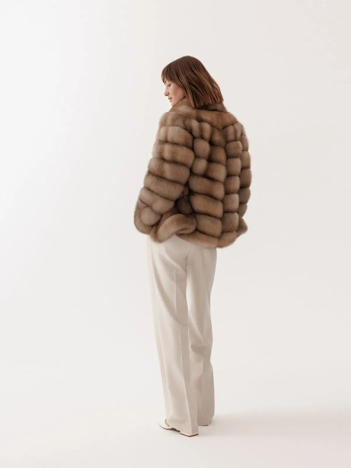 Marten coat with stand up collar