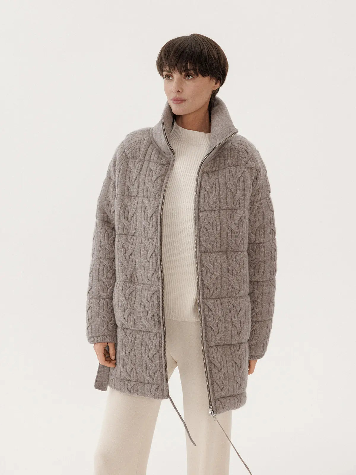 Knitted cashmere down jacket