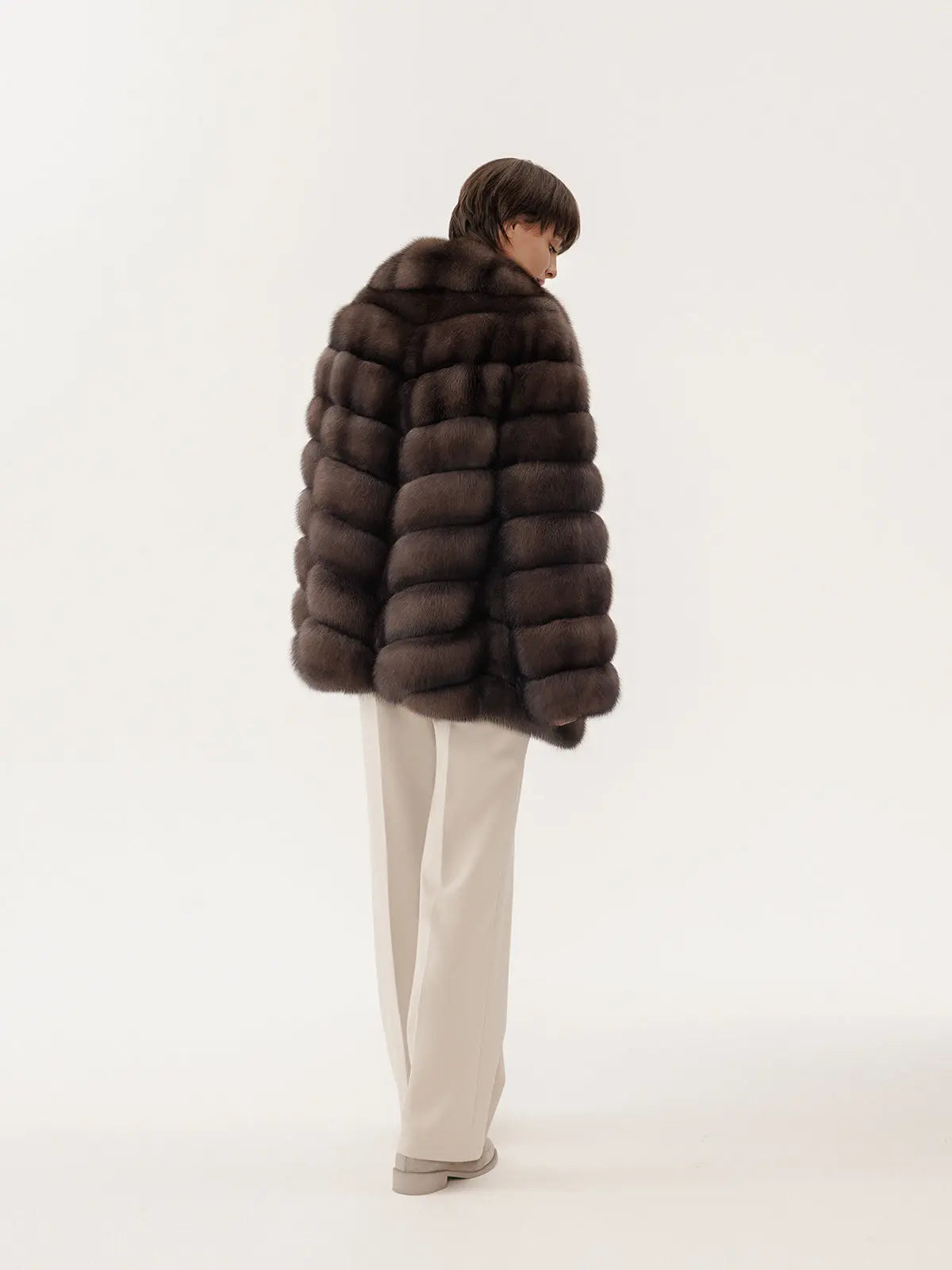 Sable coat with shawl collar